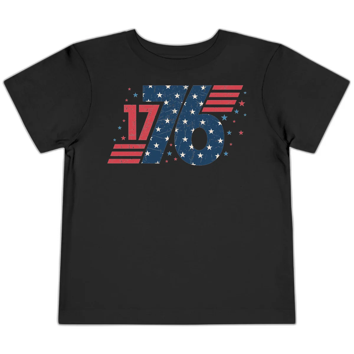 Vintage Distressed 1776 Stars And Stripes Toddler T-Shirt in Black