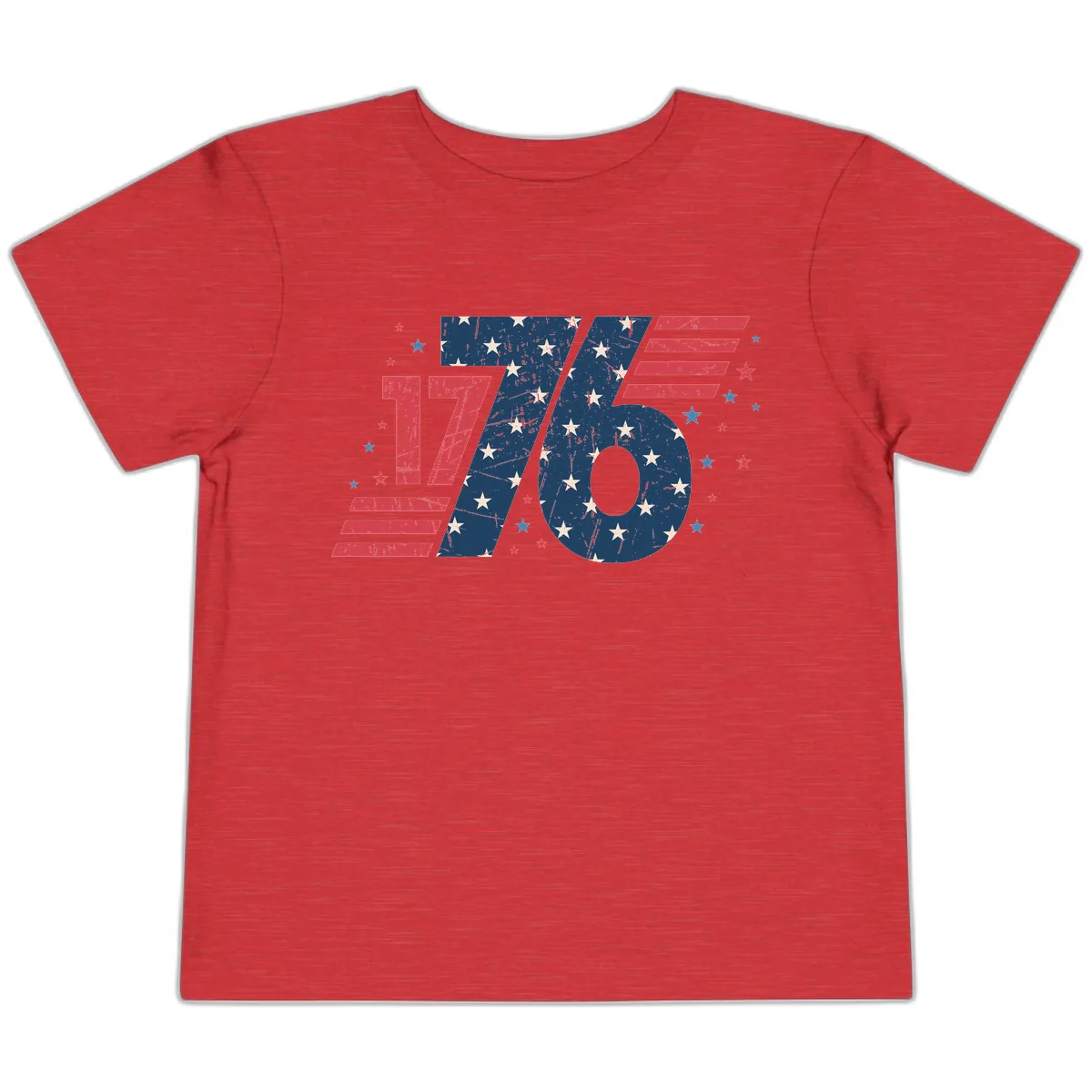 Vintage Distressed 1776 Stars And Stripes Toddler T-Shirt in Heather Red