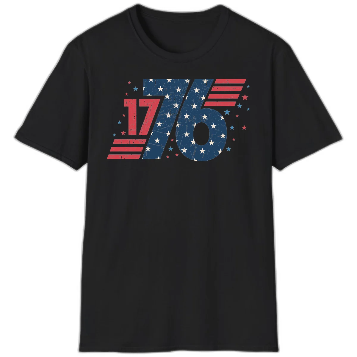 Vintage Distressed 1776 Stars And Stripes T-Shirt in Black