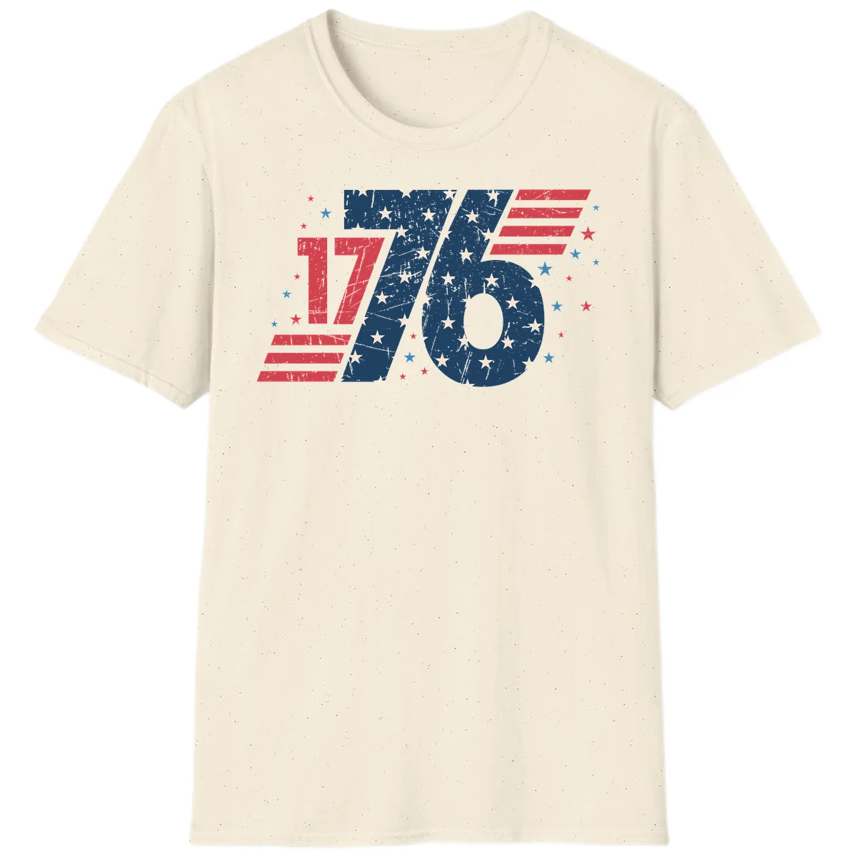 Vintage Distressed 1776 Stars And Stripes T-Shirt in Natural