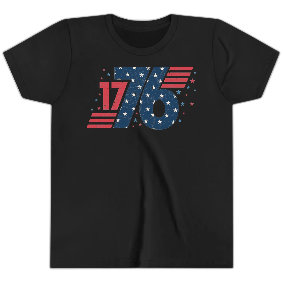 Vintage Distressed 1776 Stars And Stripes Youth T-Shirt in Black