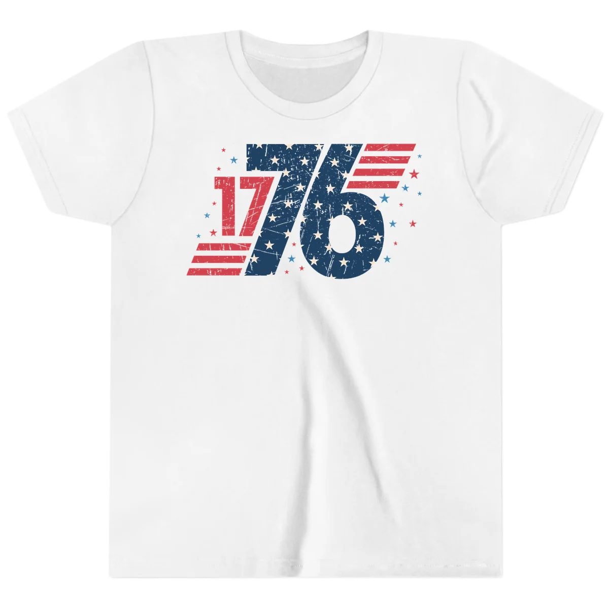 Vintage Distressed 1776 Stars And Stripes Youth T-Shirt in White