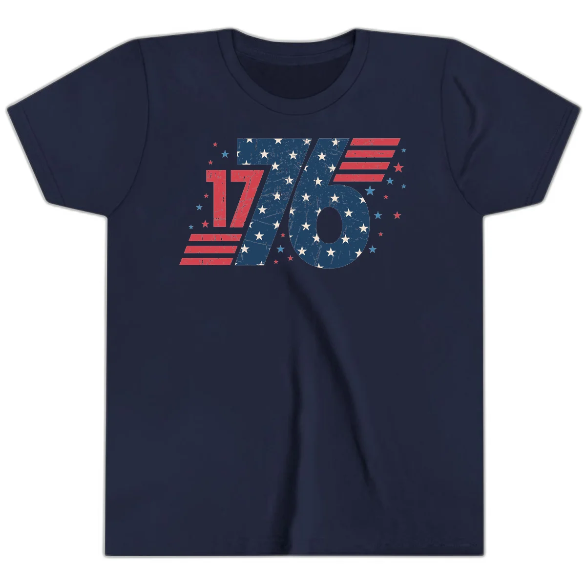 Vintage Distressed 1776 Stars And Stripes Youth T-Shirt in Navy
