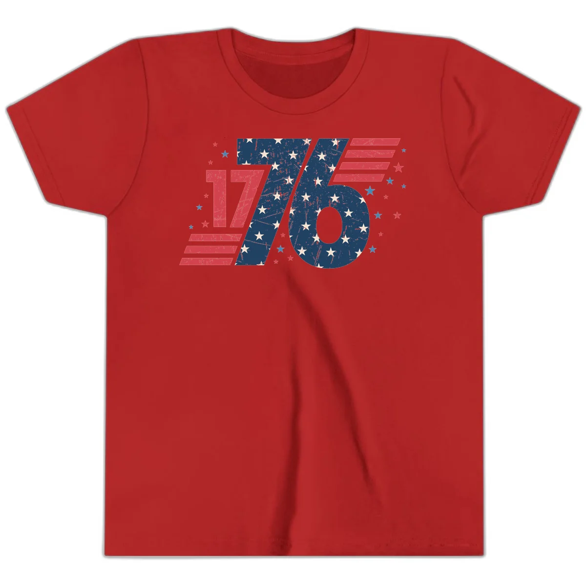 Vintage Distressed 1776 Stars And Stripes Youth T-Shirt in Red