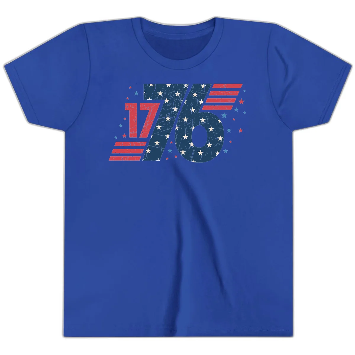 Vintage Distressed 1776 Stars And Stripes Youth T-Shirt in True Royal