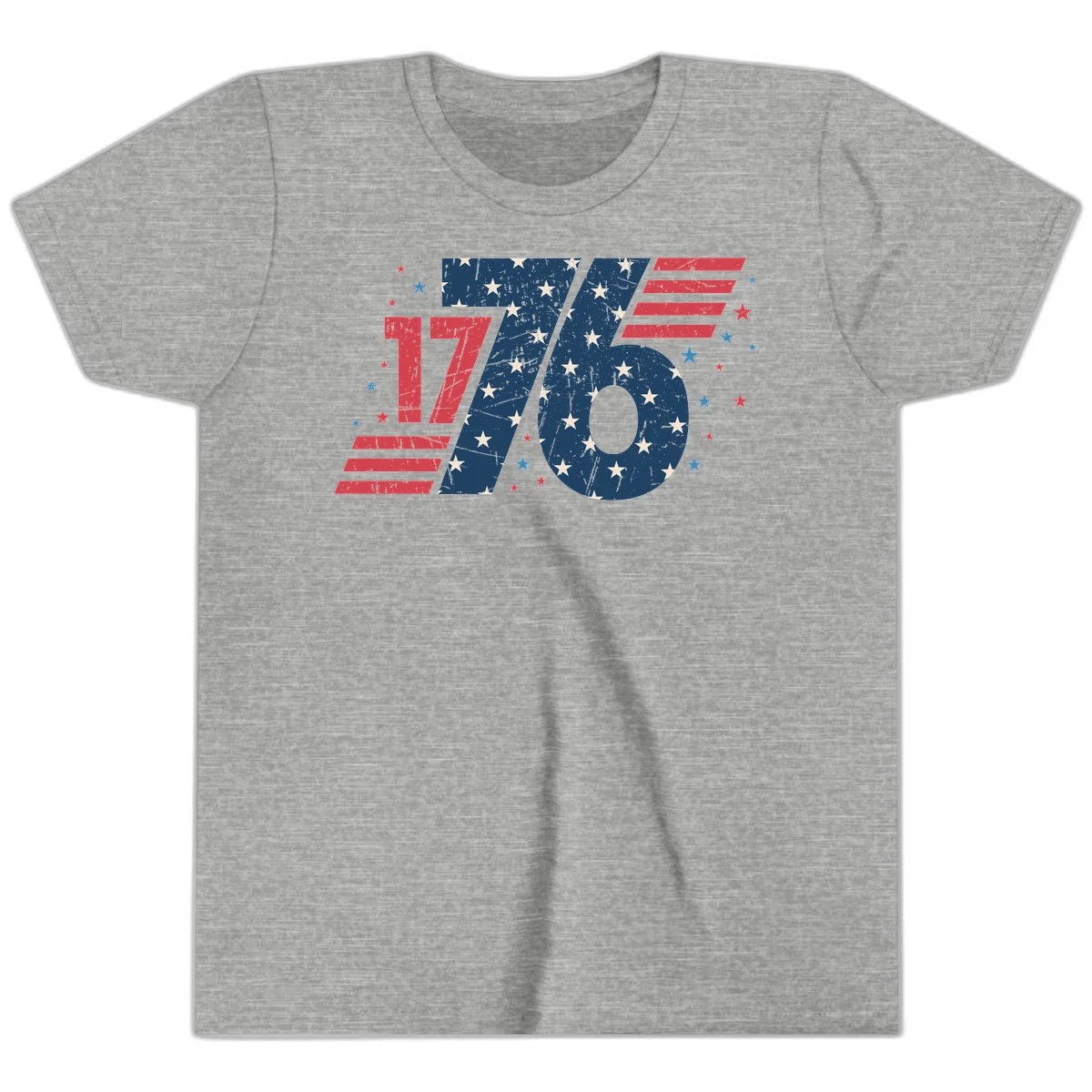 Vintage Distressed 1776 Stars And Stripes Youth T-Shirt in Athletic Heather