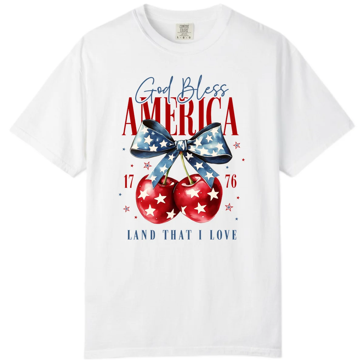 God Bless America Cherries 1776 Comfort Color in White