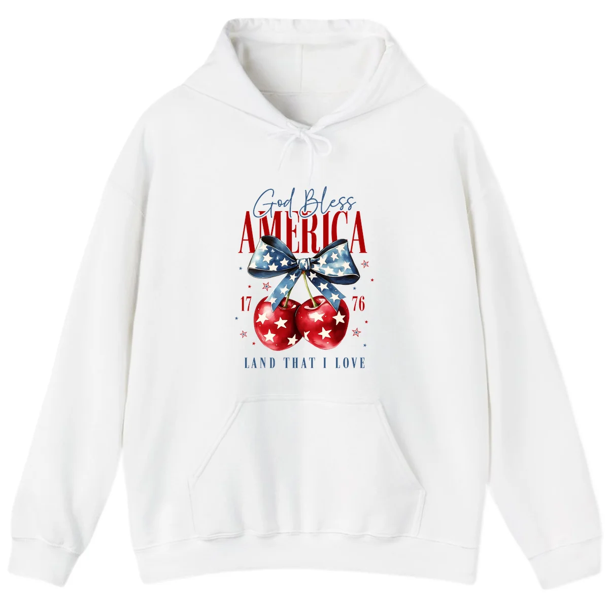 God Bless America Cherries 1776 Hoodie in White