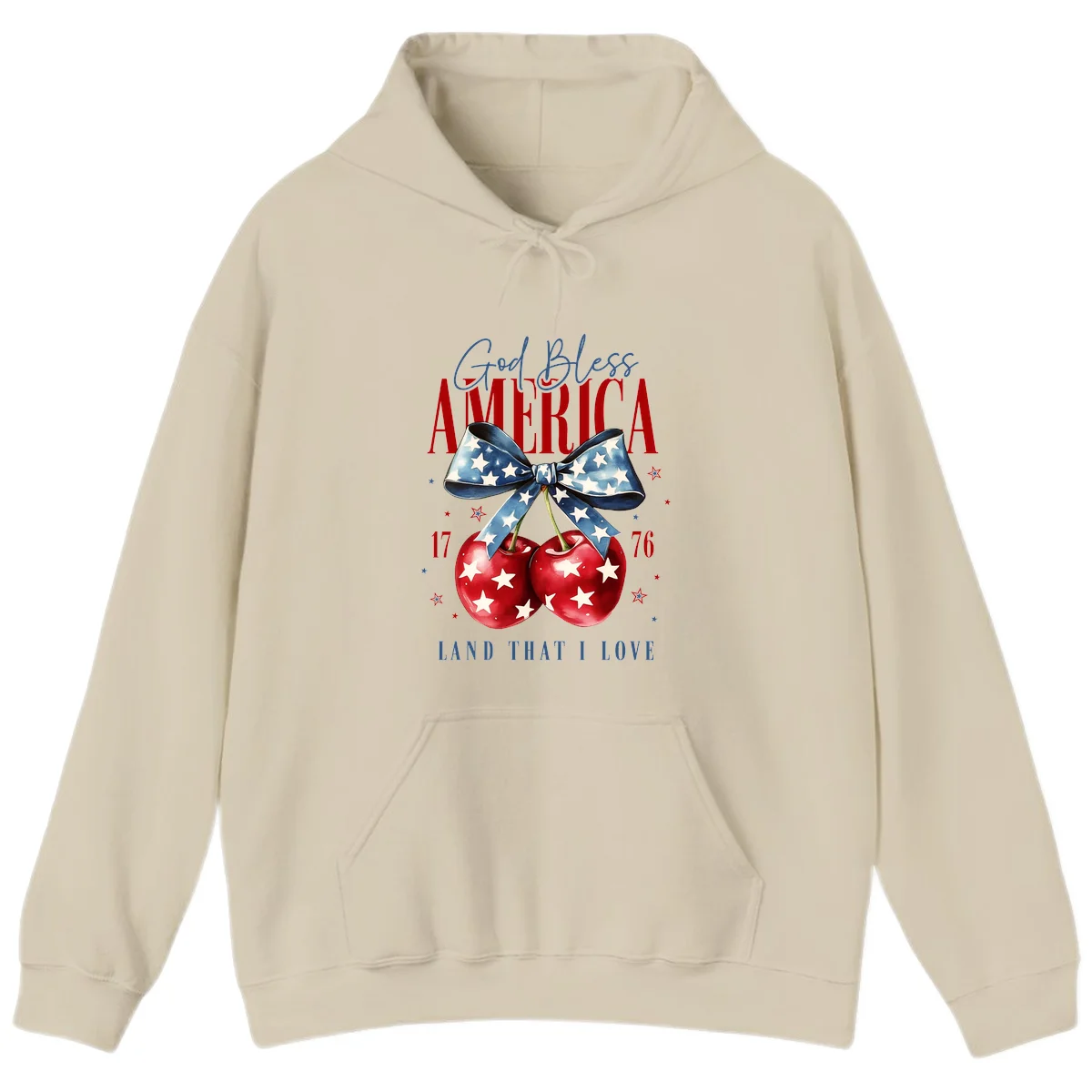 God Bless America Cherries 1776 Hoodie in Sand