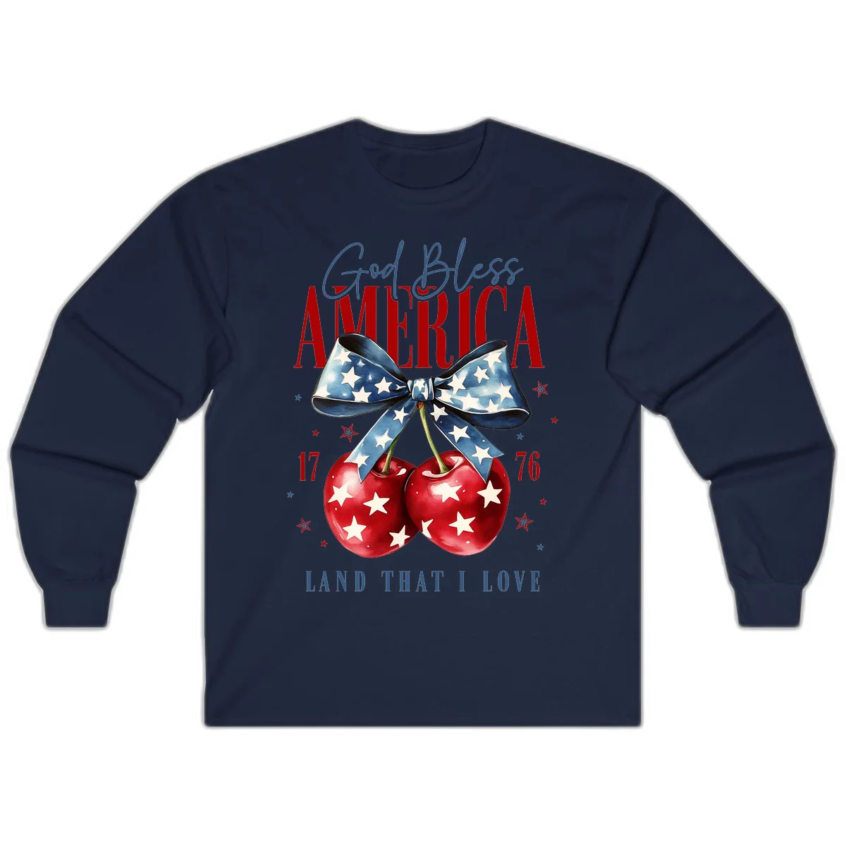 God Bless America Cherries 1776 Long Sleeve in Navy