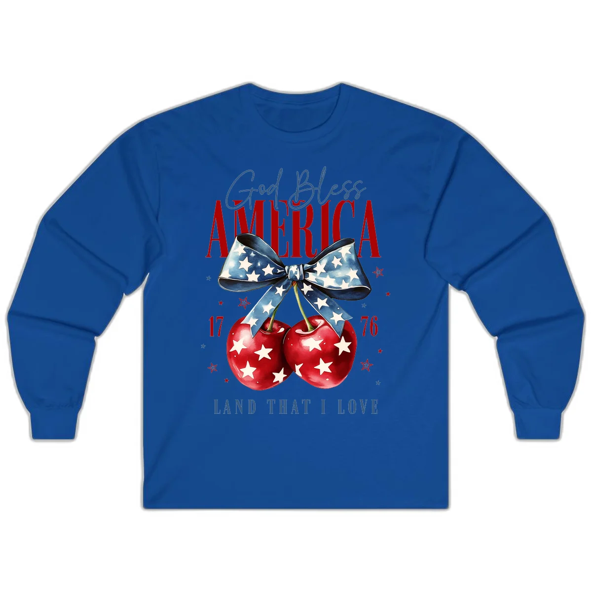 God Bless America Cherries 1776 Long Sleeve in Royal