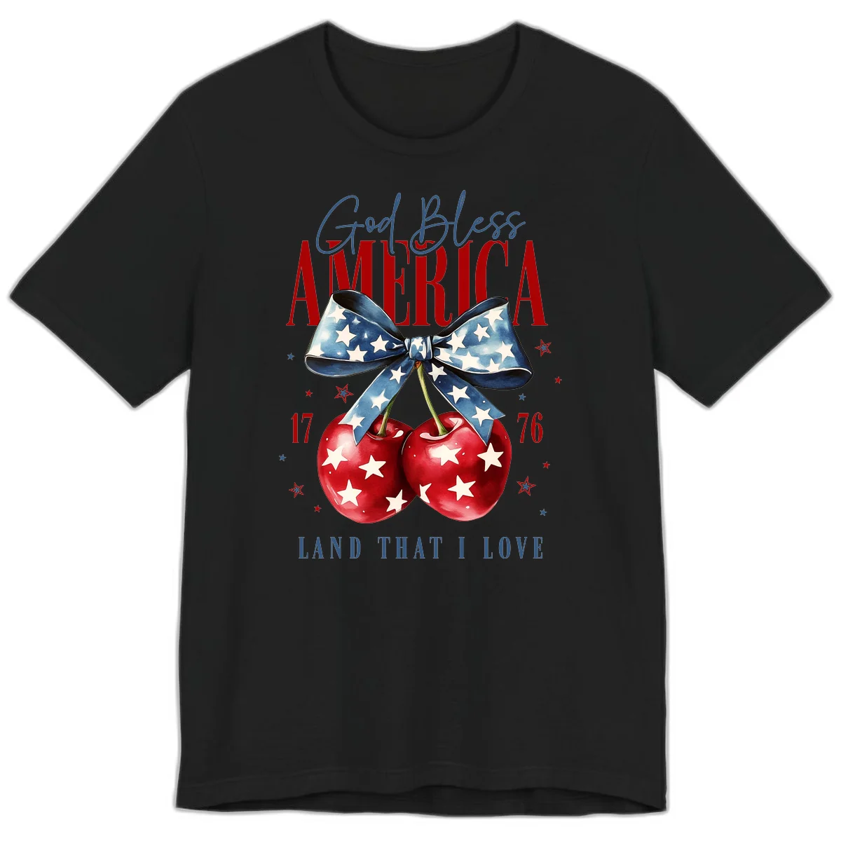 God Bless America Cherries 1776 Premium T-Shirt in Black