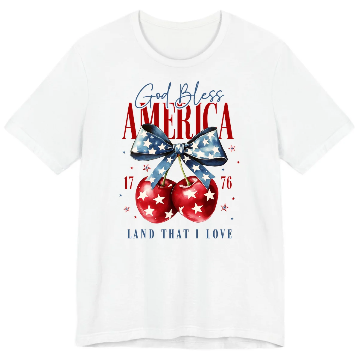 God Bless America Cherries 1776 Premium T-Shirt in White