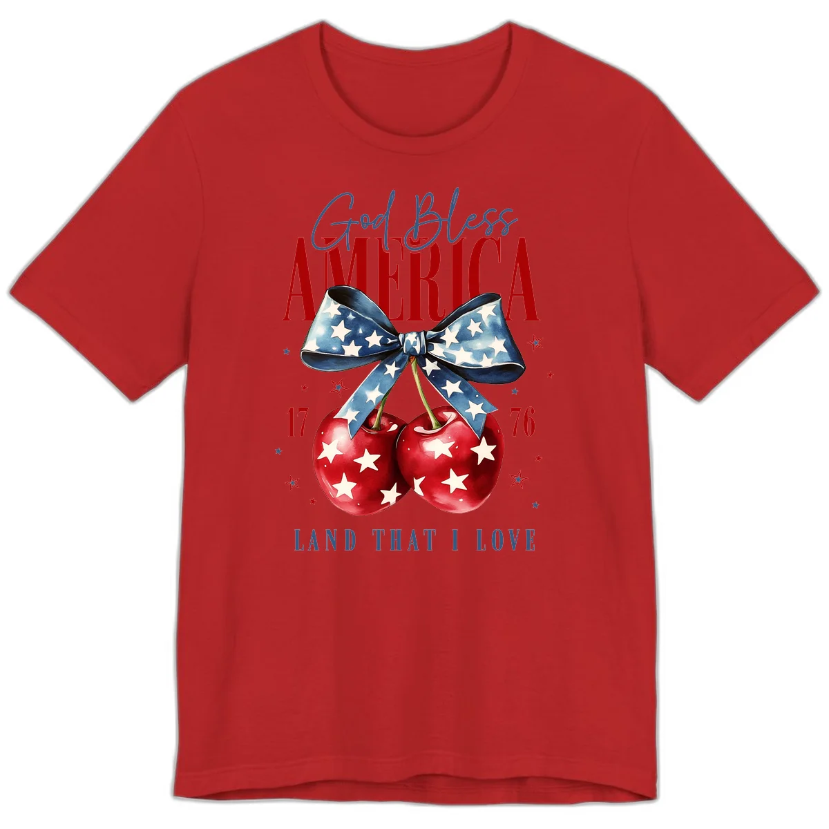 God Bless America Cherries 1776 Premium T-Shirt in Red