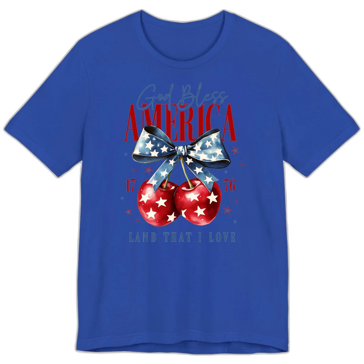 God Bless America Cherries 1776 Premium T-Shirt in True Royal