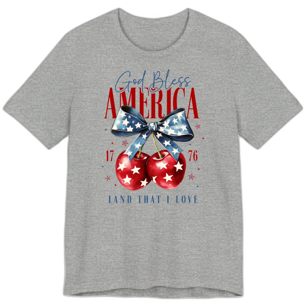 God Bless America Cherries 1776 Premium T-Shirt in Athletic Heather