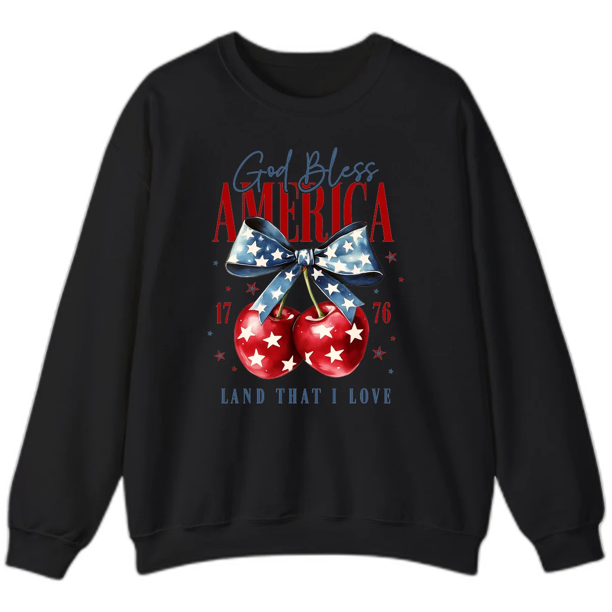 God Bless America Cherries 1776 Sweatshirt in Black