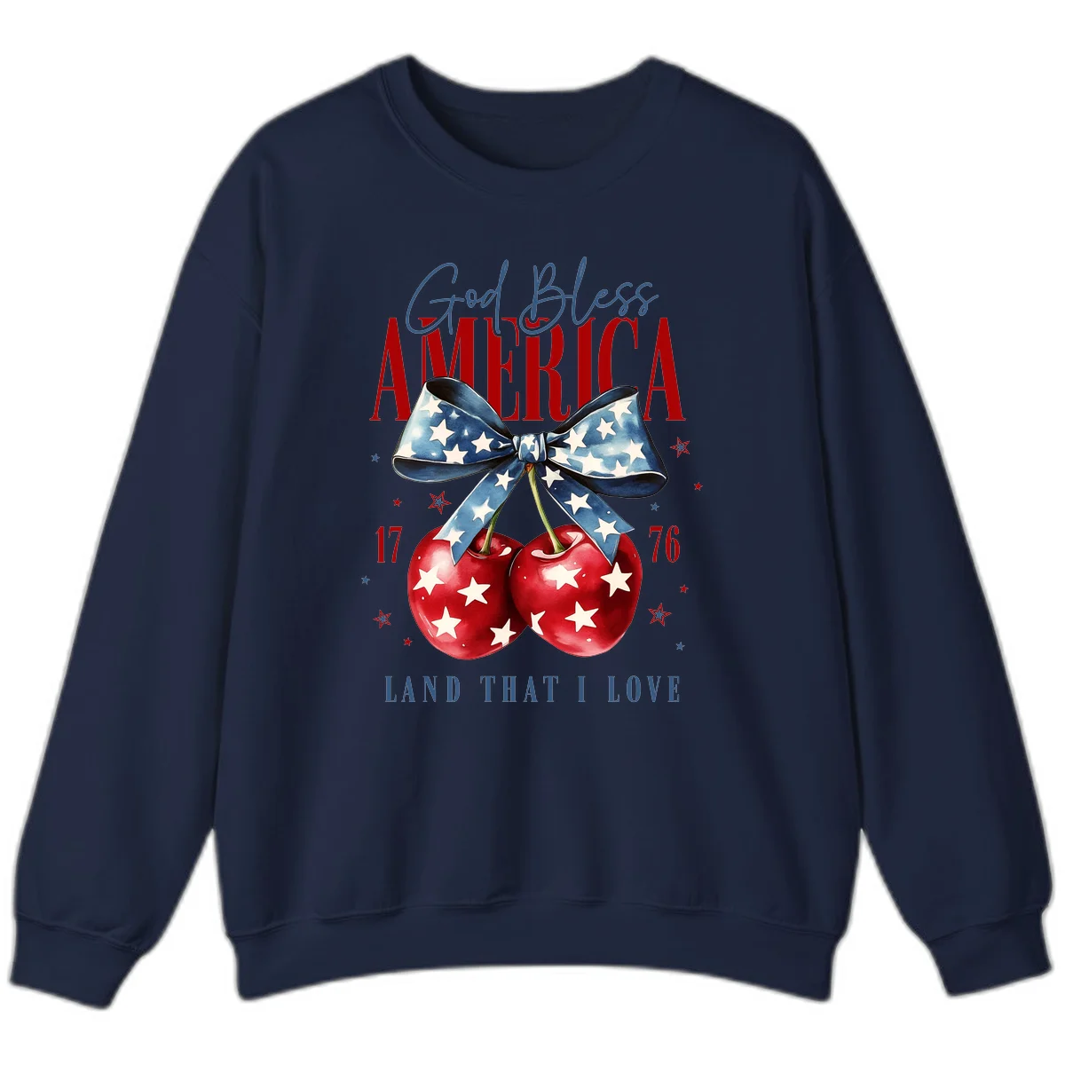 God Bless America Cherries 1776 Sweatshirt in Navy