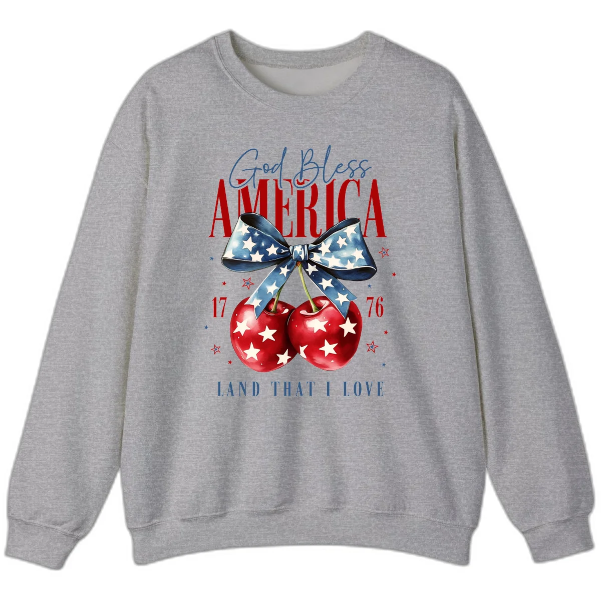 God Bless America Cherries 1776 Sweatshirt in Sport Grey