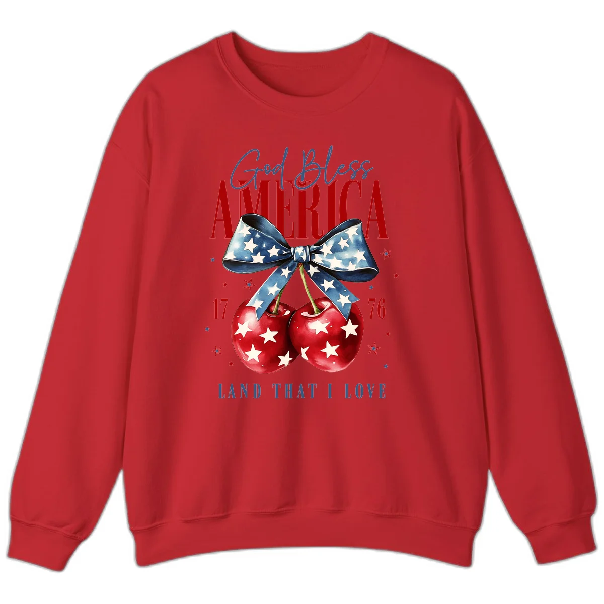God Bless America Cherries 1776 Sweatshirt in Red