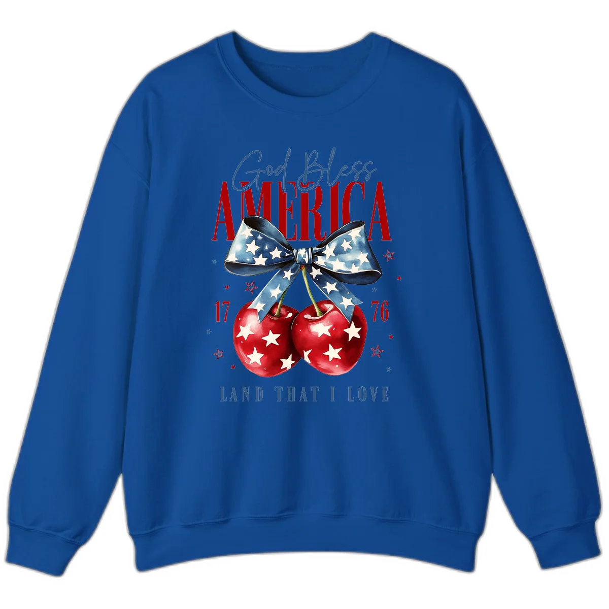God Bless America Cherries 1776 Sweatshirt in Royal
