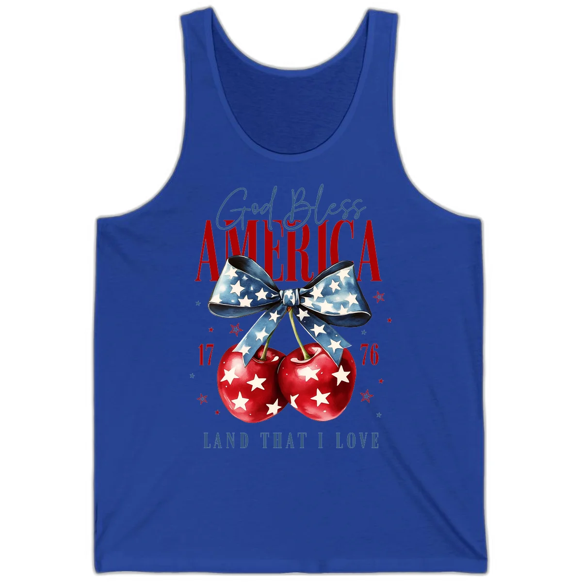 God Bless America Cherries 1776 Tank in True Royal
