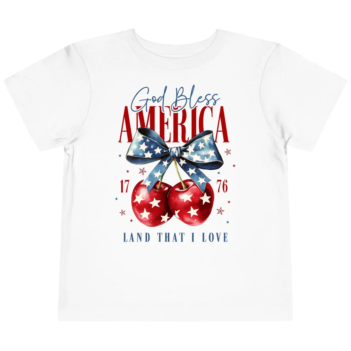 God Bless America Cherries 1776 Toddler T-Shirt in White