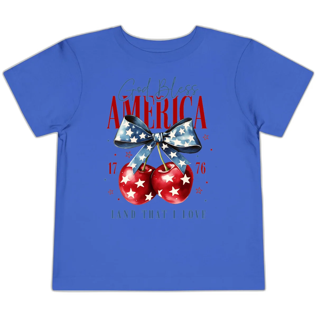 God Bless America Cherries 1776 Toddler T-Shirt in True Royal