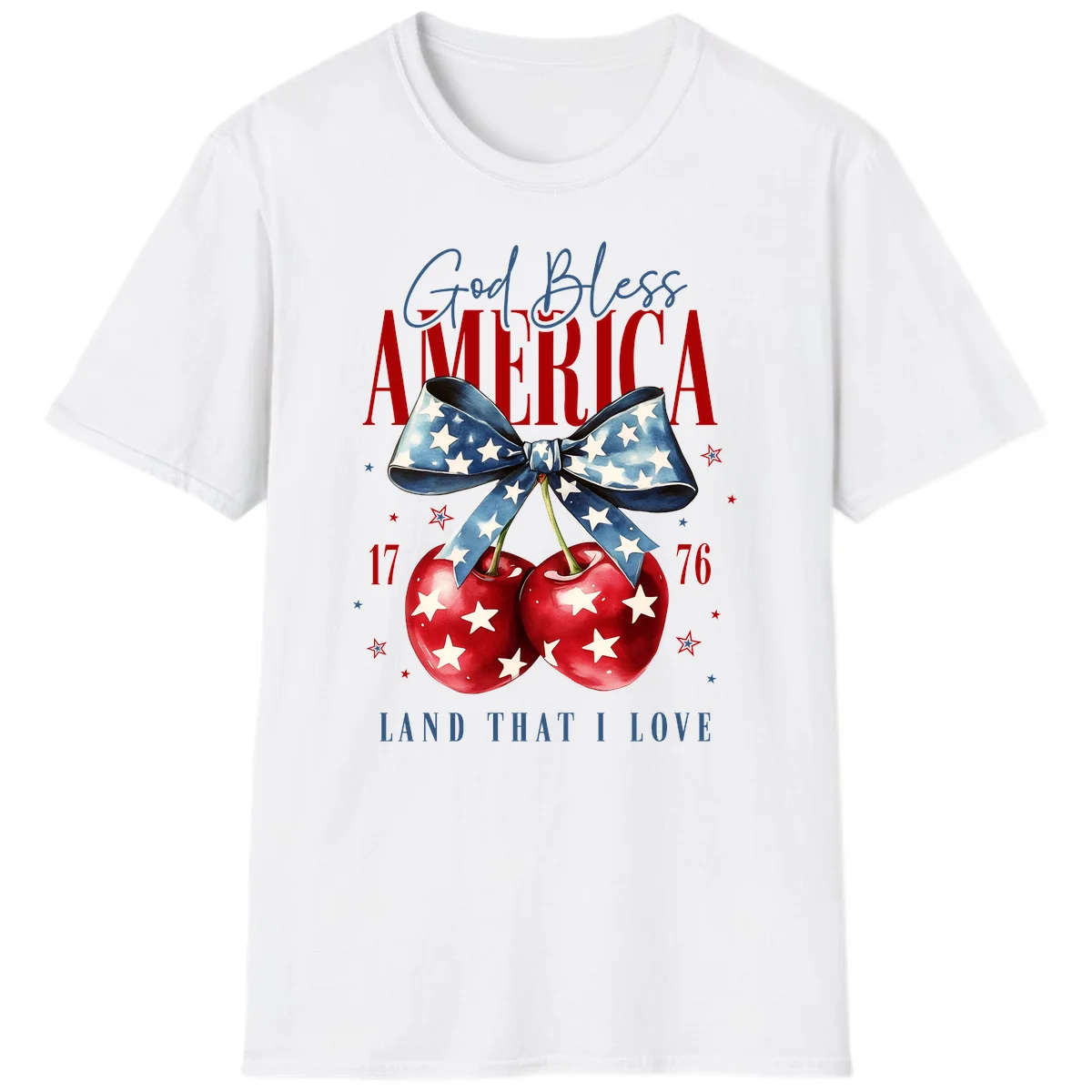 God Bless America Cherries 1776 T-Shirt in White