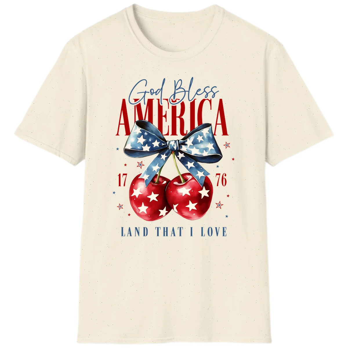 God Bless America Cherries 1776 T-Shirt in Natural