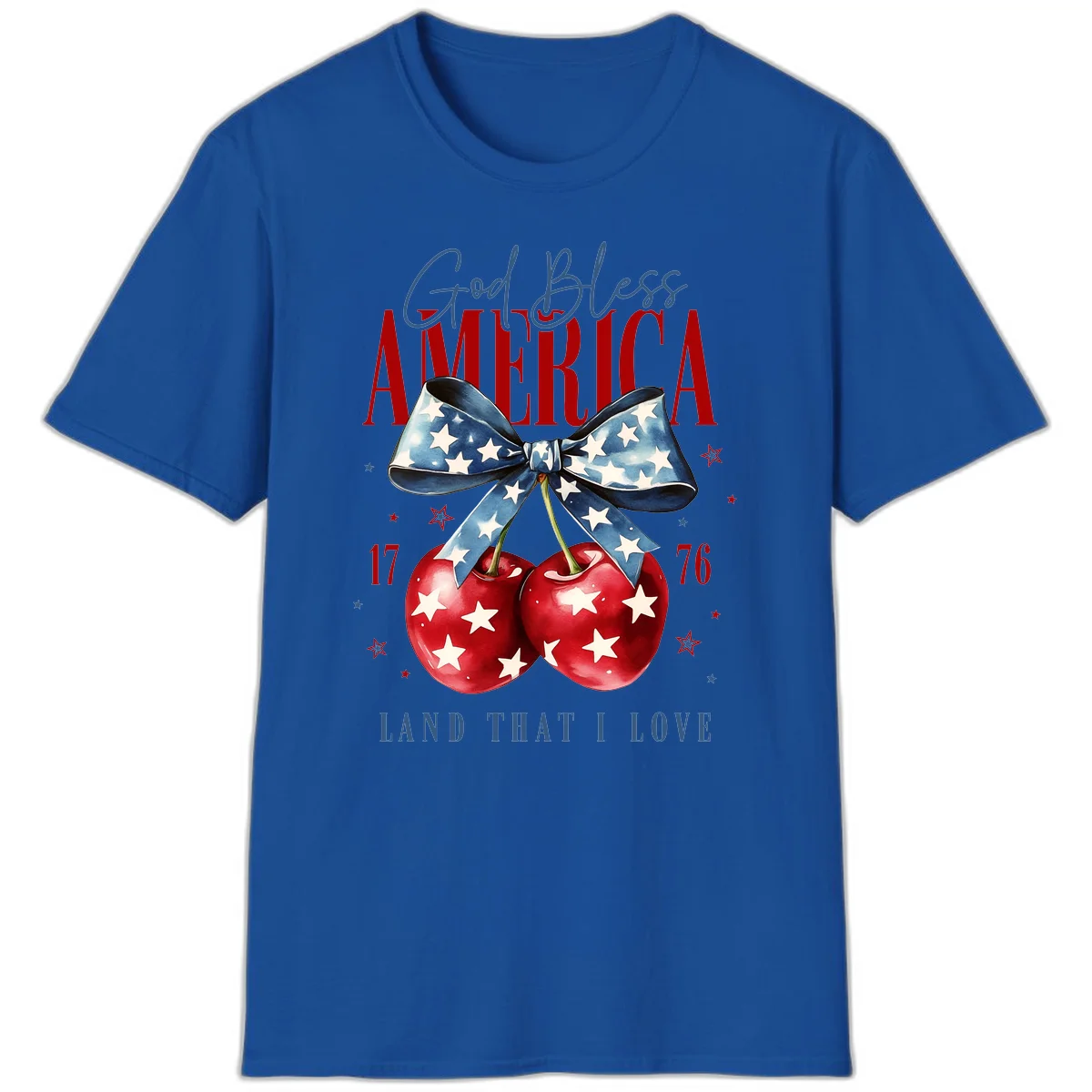 God Bless America Cherries 1776 T-Shirt in Royal