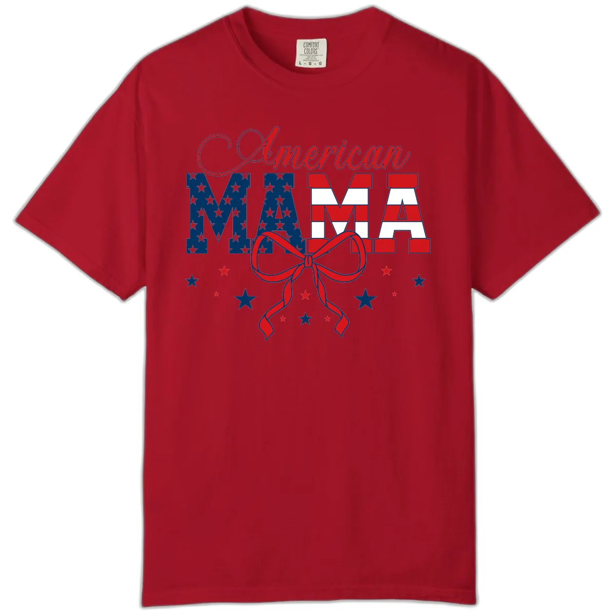 American Mama Patriotic Stars Stripes Design Comfort Color in Red