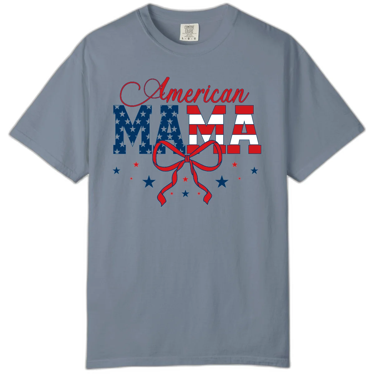 American Mama Patriotic Comfort T-Shirt in Blue Jean