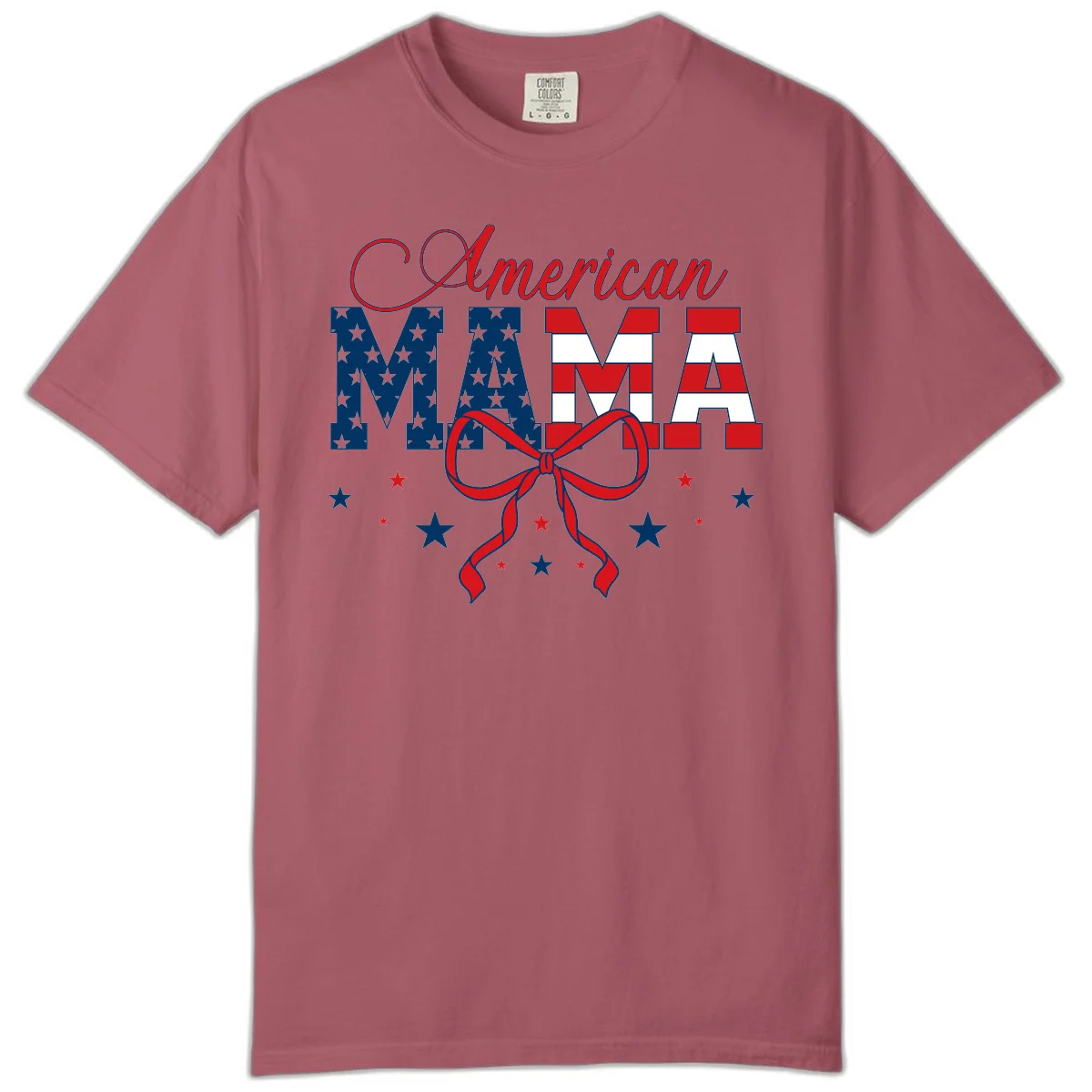 American Mama Patriotic Comfort T-Shirt in Crimson