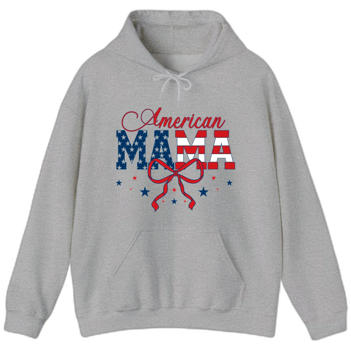 American Mama Patriotic Hoodie in Sport Grey
