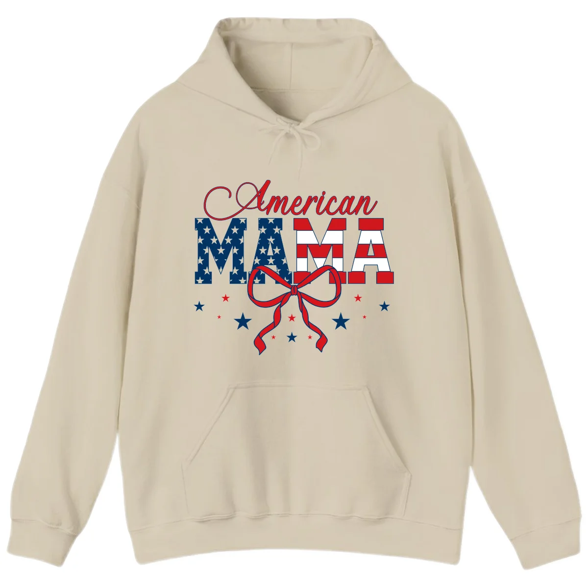 American Mama Patriotic Hoodie in Sand
