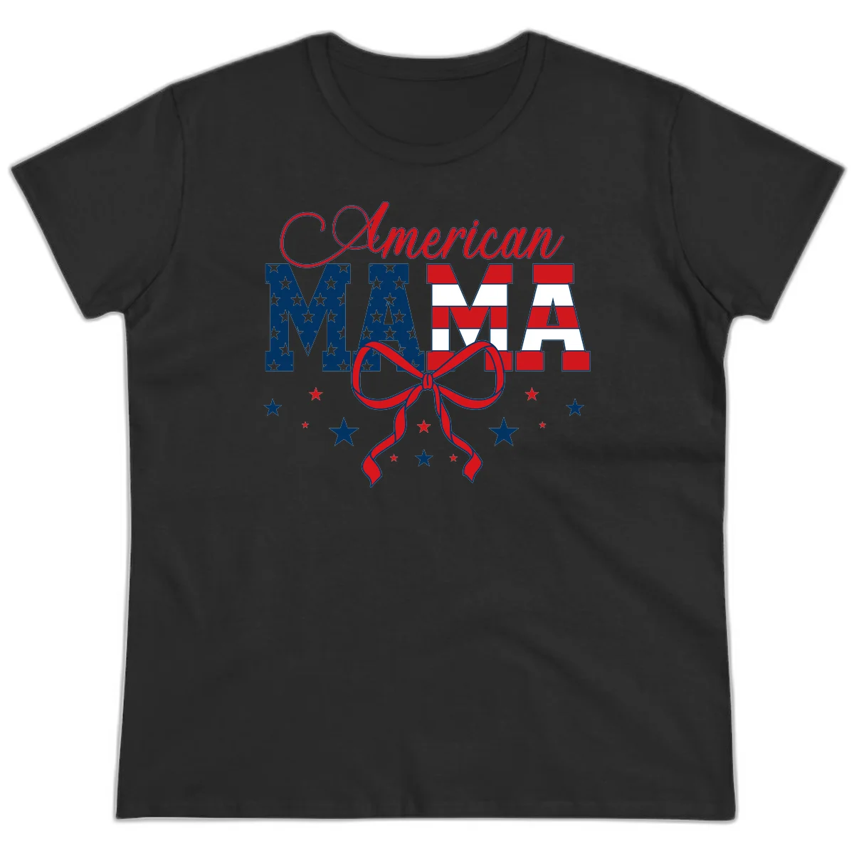 American Mama Patriotic Ladies Tee in Black