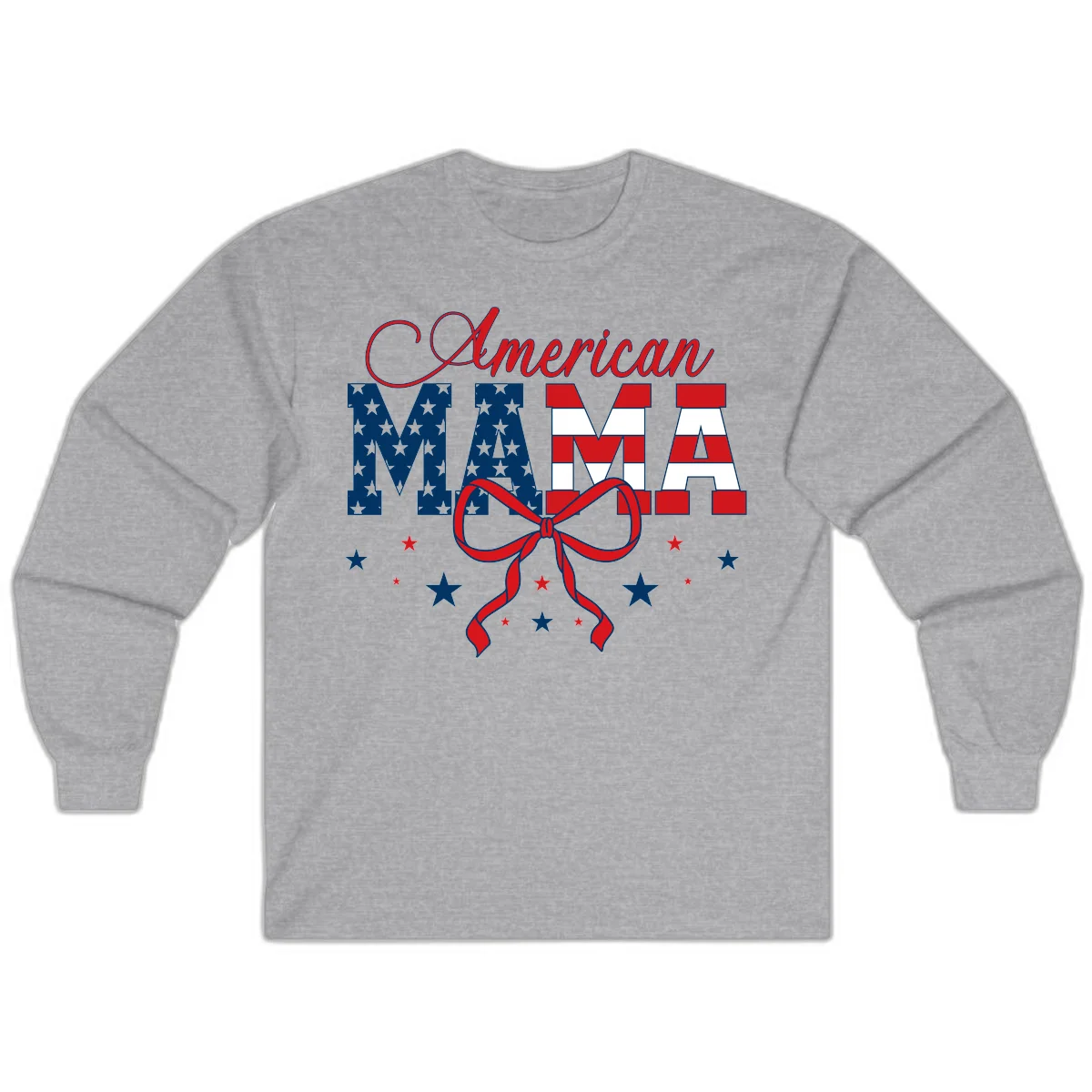 American Mama Patriotic Long Sleeve in Sport Grey