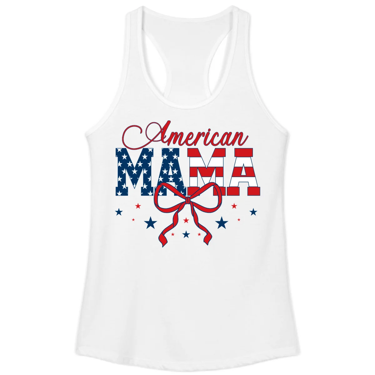 American Mama Patriotic Ladies Tank in White