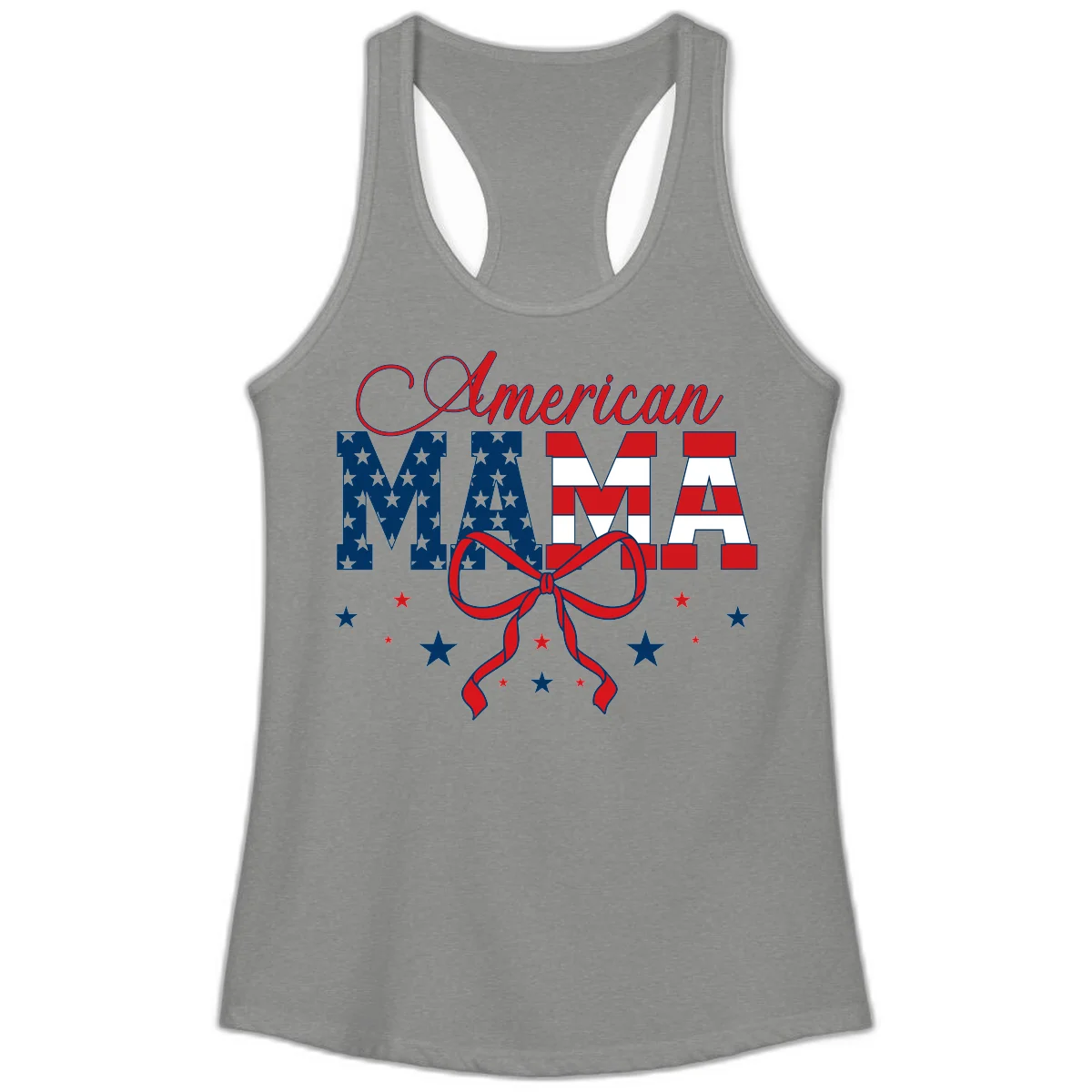 American Mama Patriotic Ladies Tank in Heather Grey