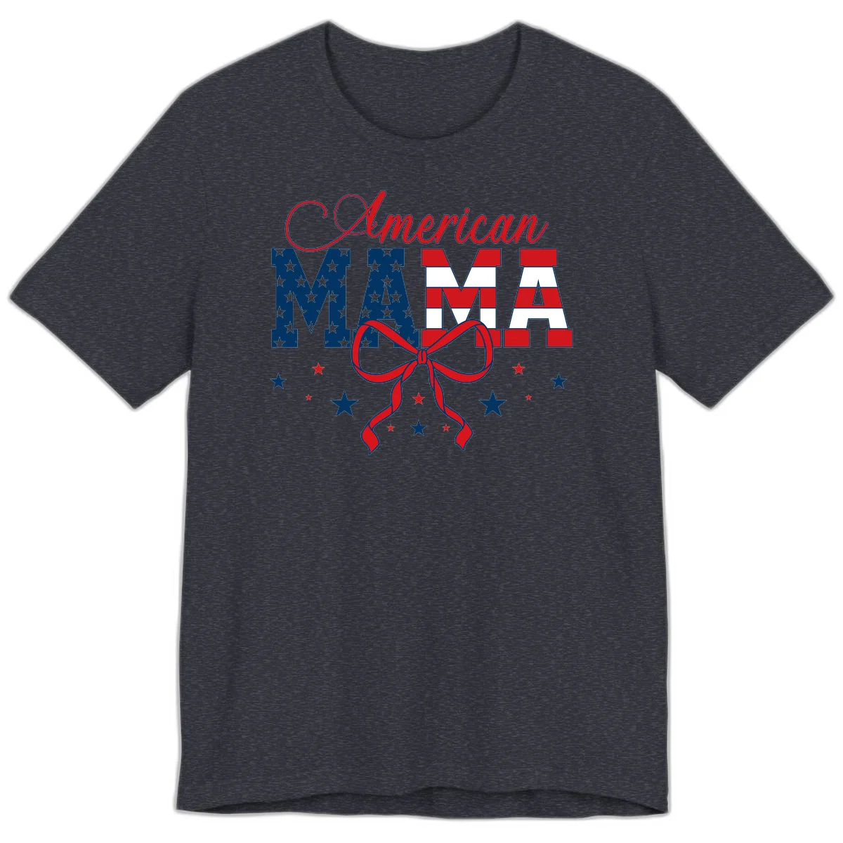 American Mama Patriotic Premium T-Shirt in Heather Navy