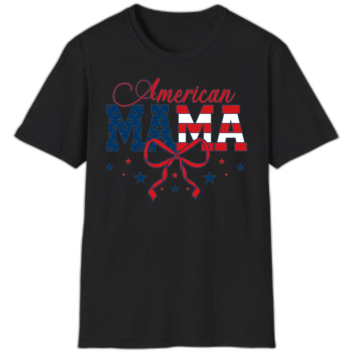 American Mama Patriotic T-Shirt in Black