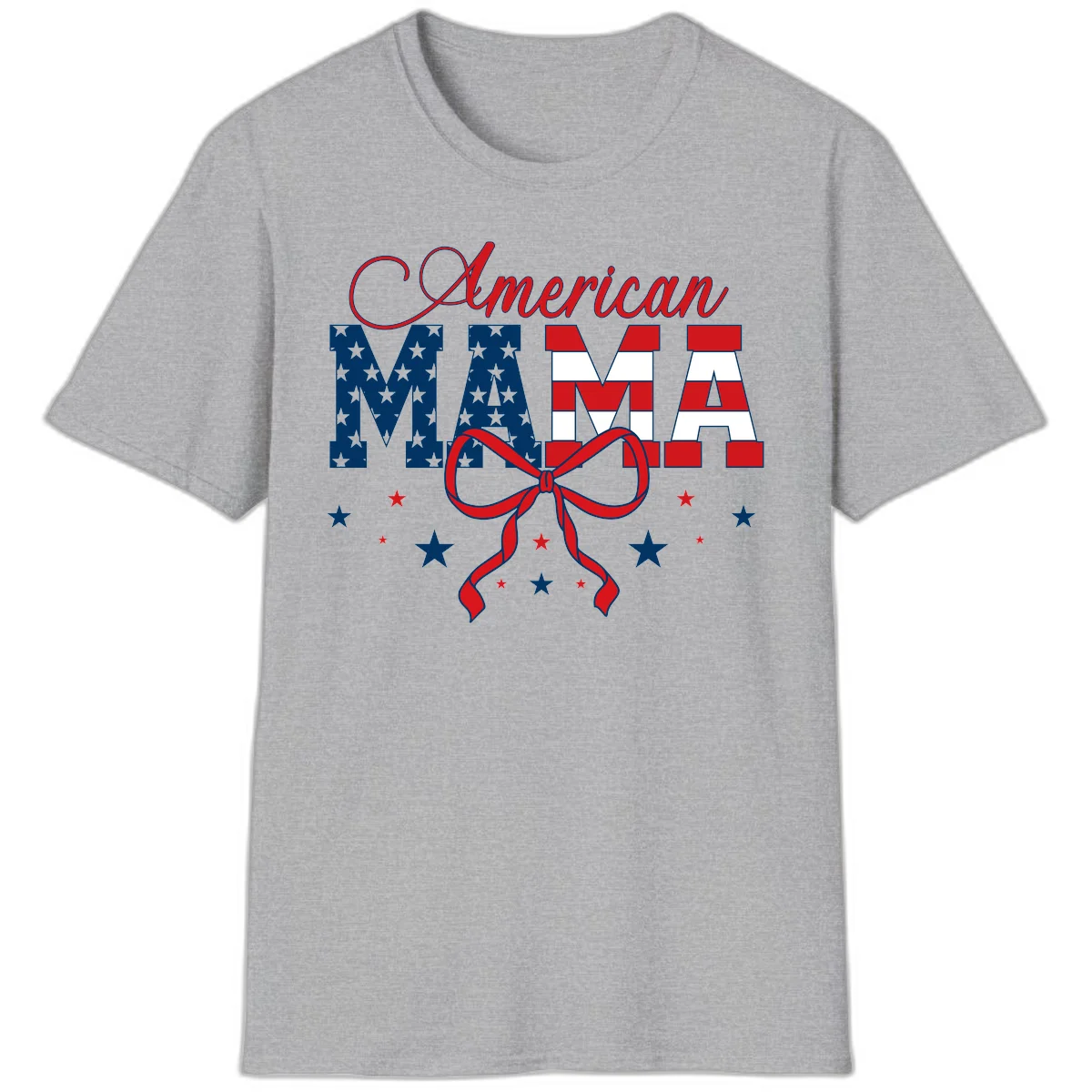American Mama Patriotic T-Shirt in Sport Grey