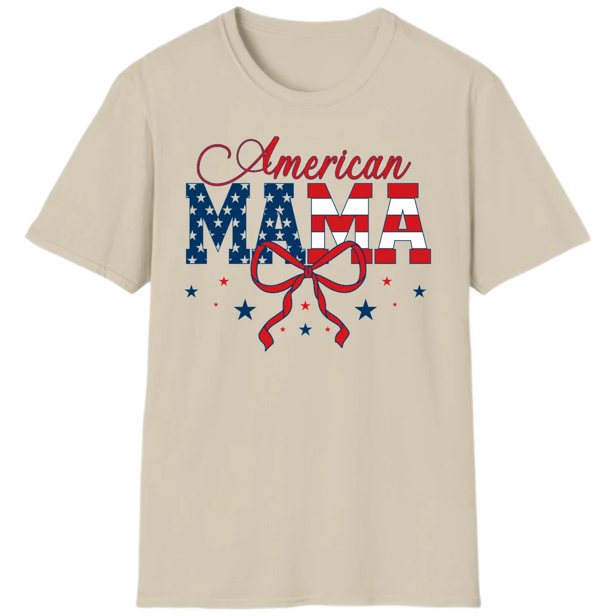 American Mama Patriotic T-Shirt in Sand