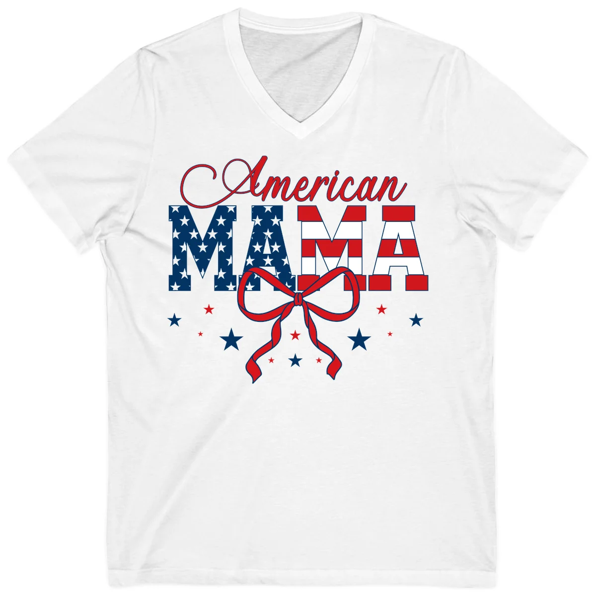 American Mama Patriotic V-Neck Tee in White