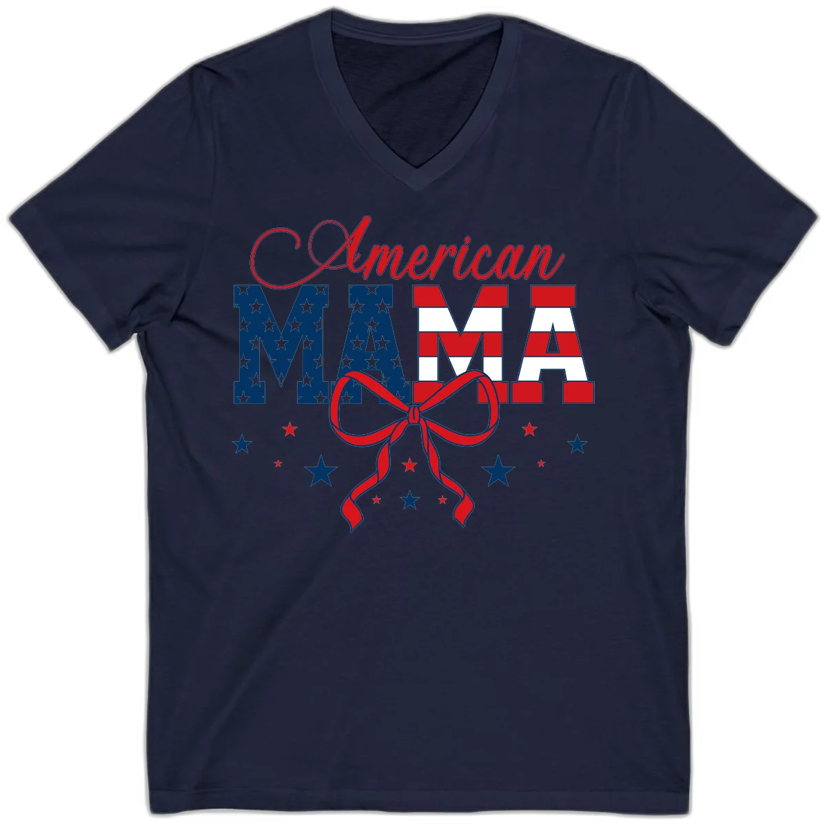 American Mama Patriotic V-Neck Tee in Navy