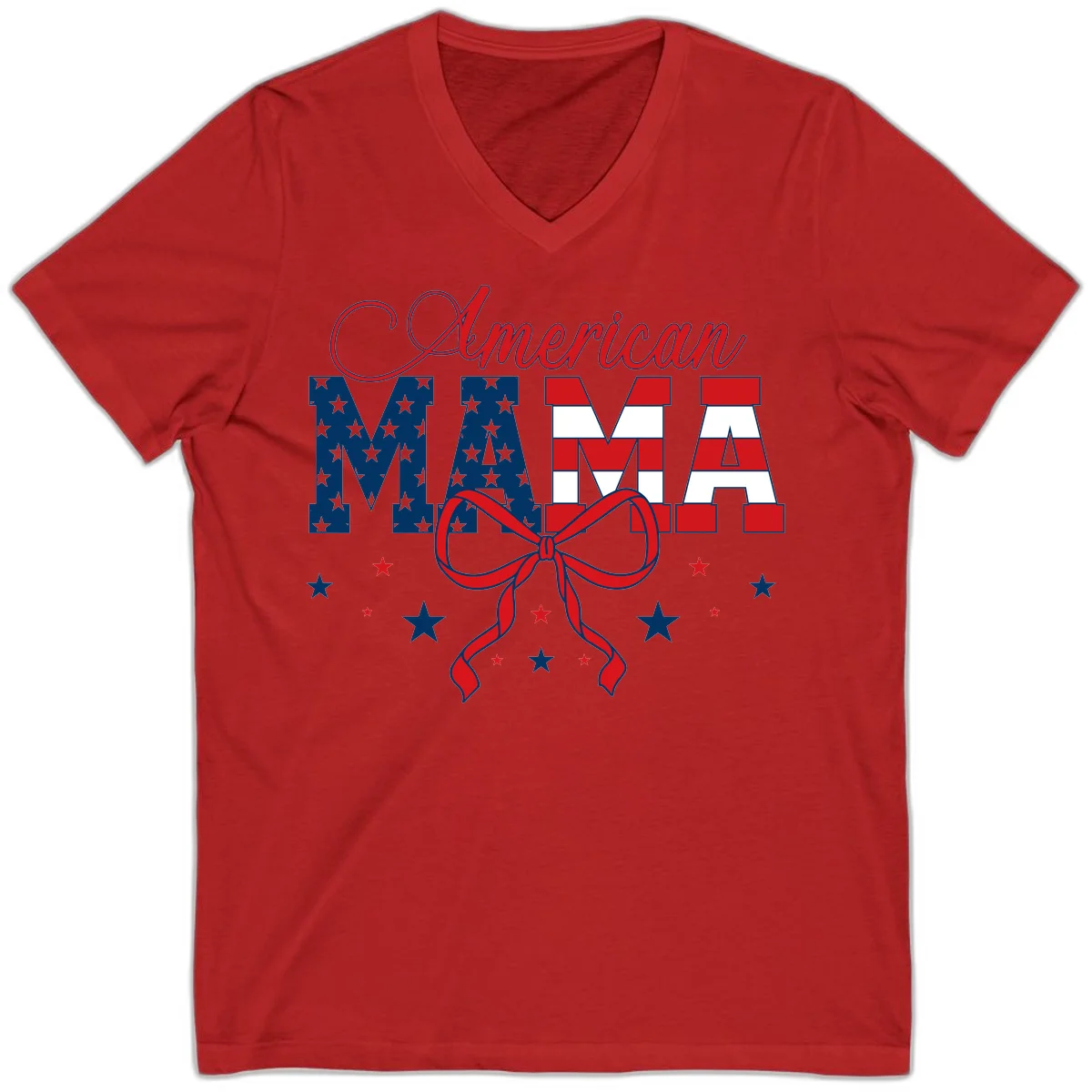 American Mama Patriotic V-Neck Tee in Red