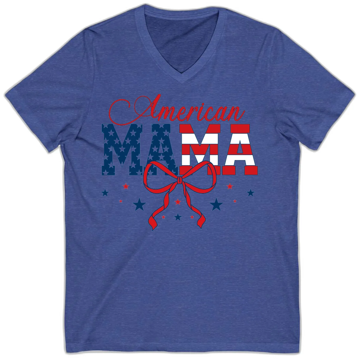 American Mama Patriotic V-Neck Tee in Heather True Royal