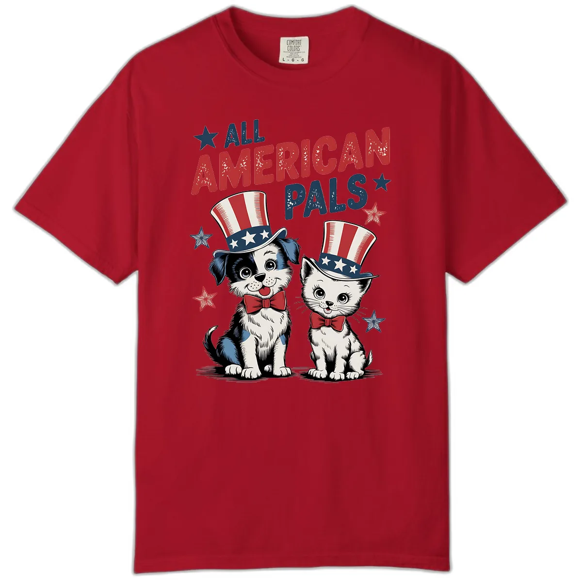 All American Pals Patriotic Puppy and Kitten Comfort Color in Red