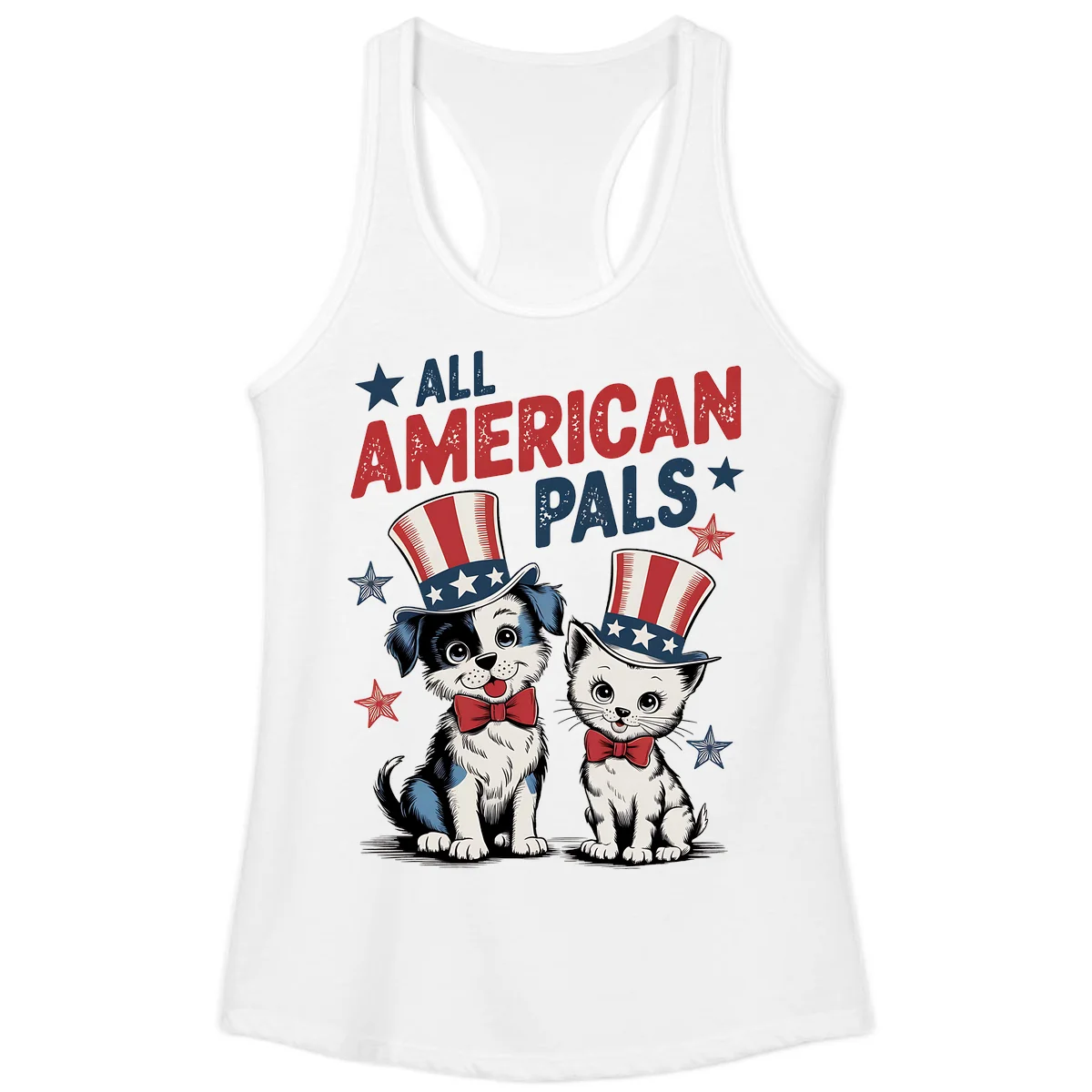 All American Pals Ladies Tank in White